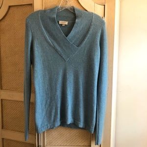 Kinross Cashmere Crossover High V-Neck Sweater